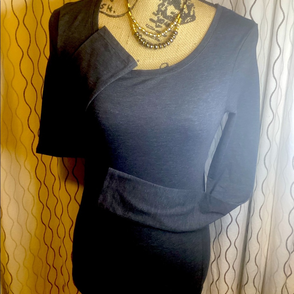 DIVIDED by H&M Charcoal Scoop Neck Long Sleeve Tee